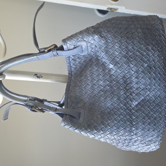 Valentina Gray Woven 100% Leather Bag. Made In Italy - Picture 3 of 13